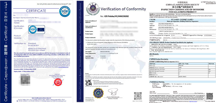 CE certificates