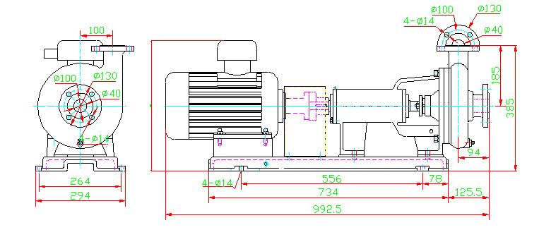 Spray Pump Outline Structure Drawing